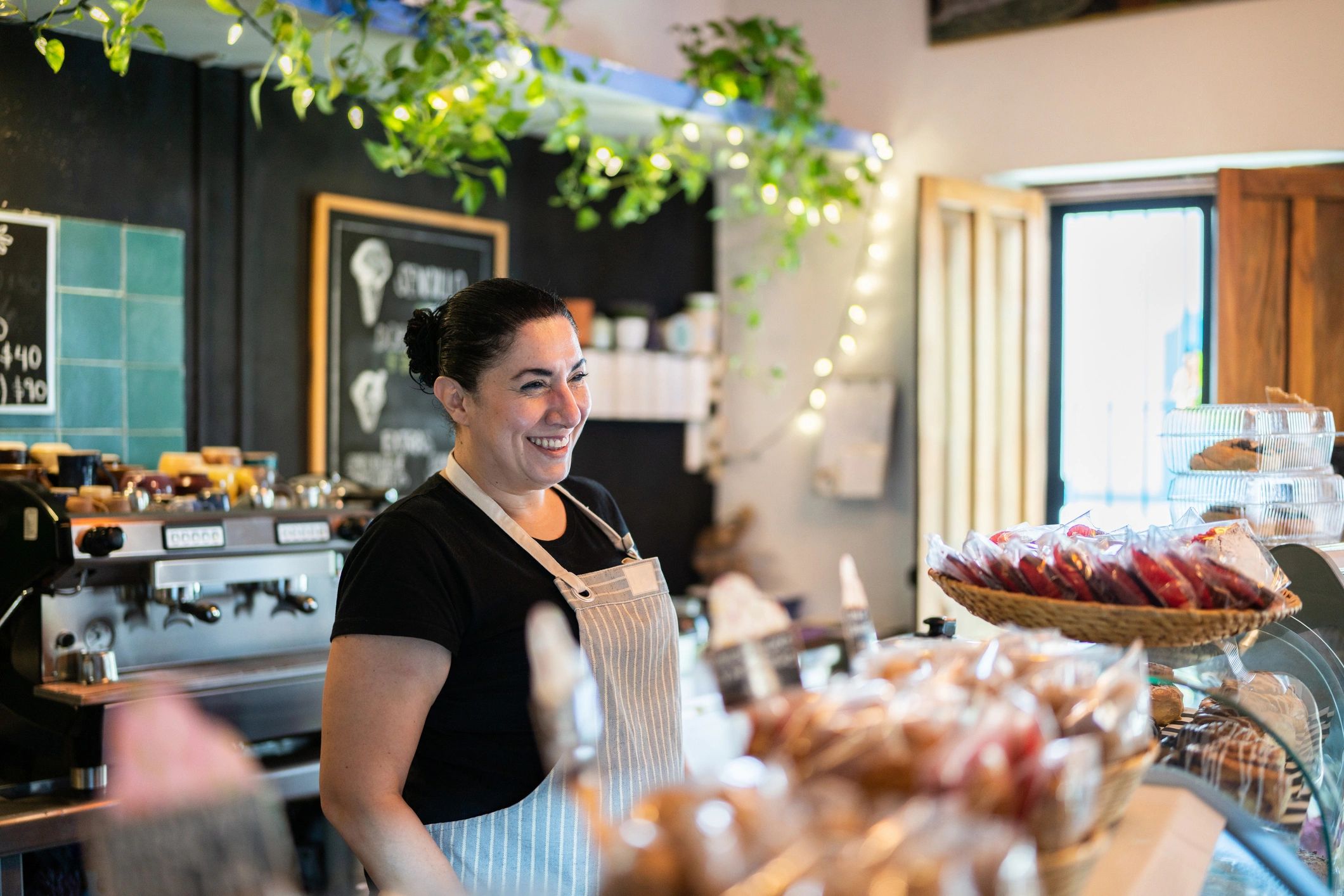 happy bakery customer