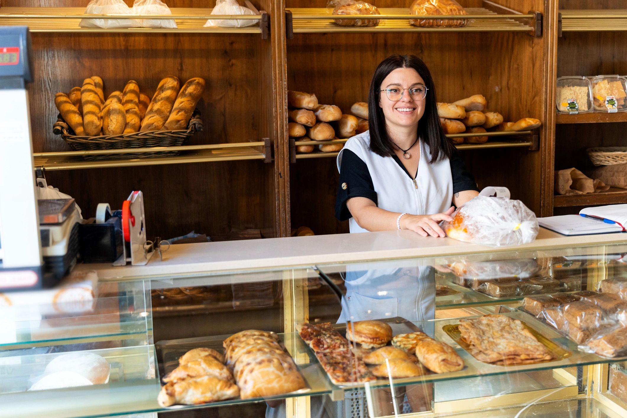 happy bakery customer