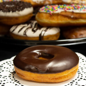 Chocolate Iced Raised Ring Donuts