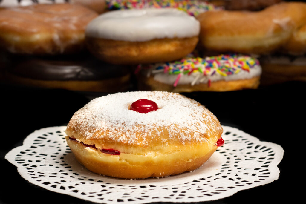 Raised Raspberry Filled Puff Donuts