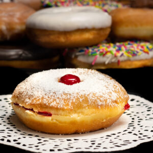 Raised Raspberry Filled Puff Donuts