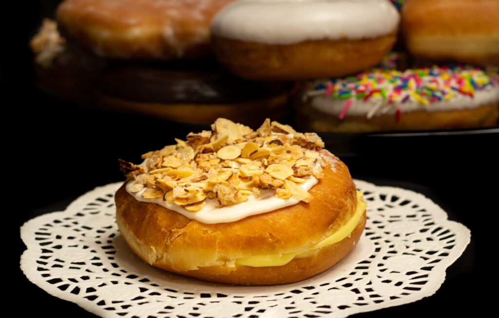 Raised Pastry Cream and Almond Puff Donuts