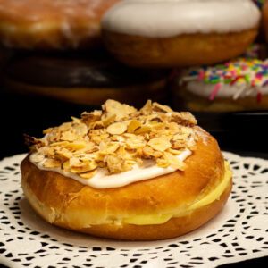 Raised Pastry Cream and Almond Puff Donuts